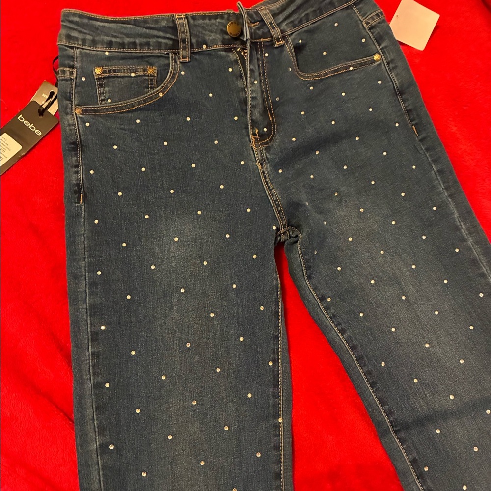 Bebe Rhinestone Jeans - Picture 2 of 5